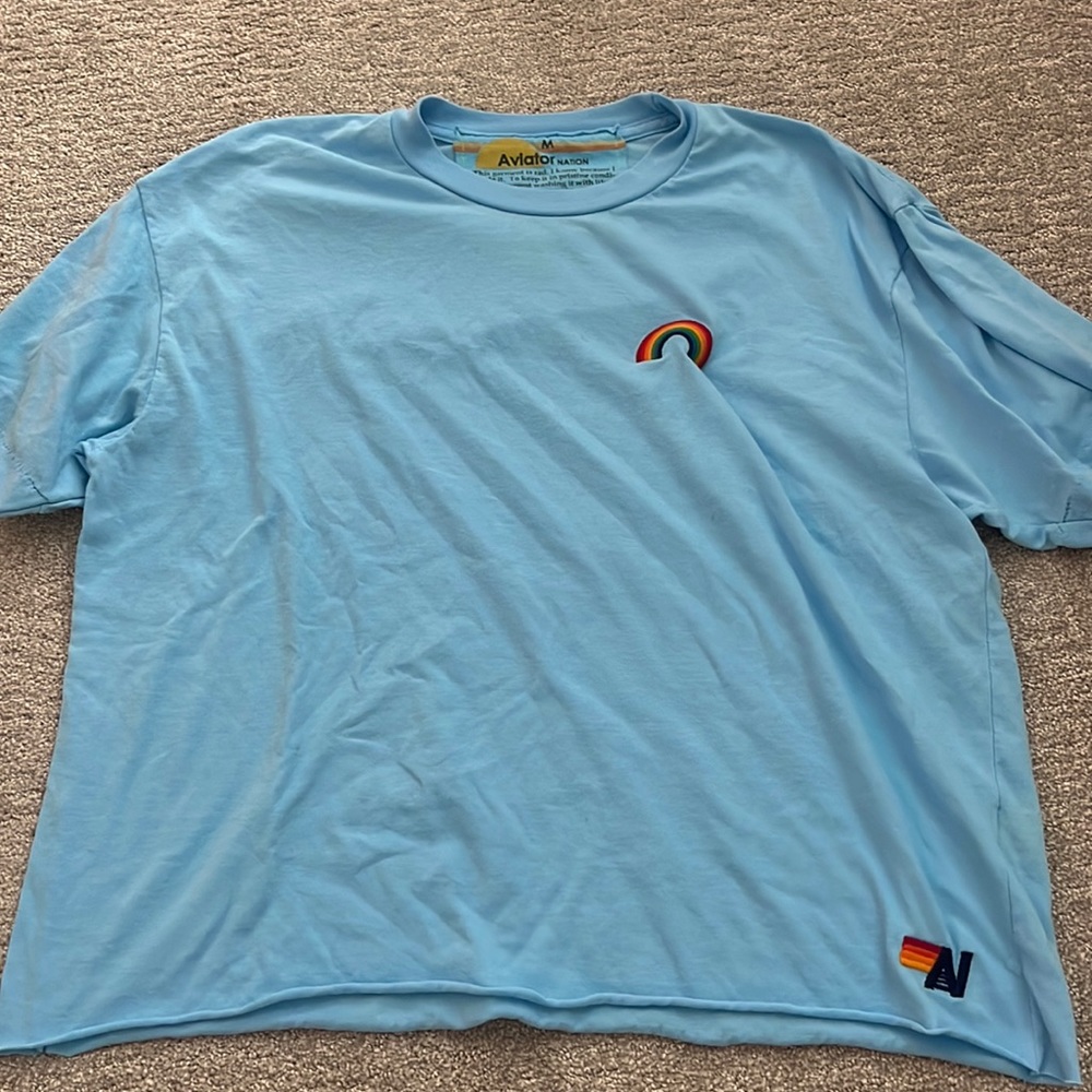 aviator nation blue crop tee